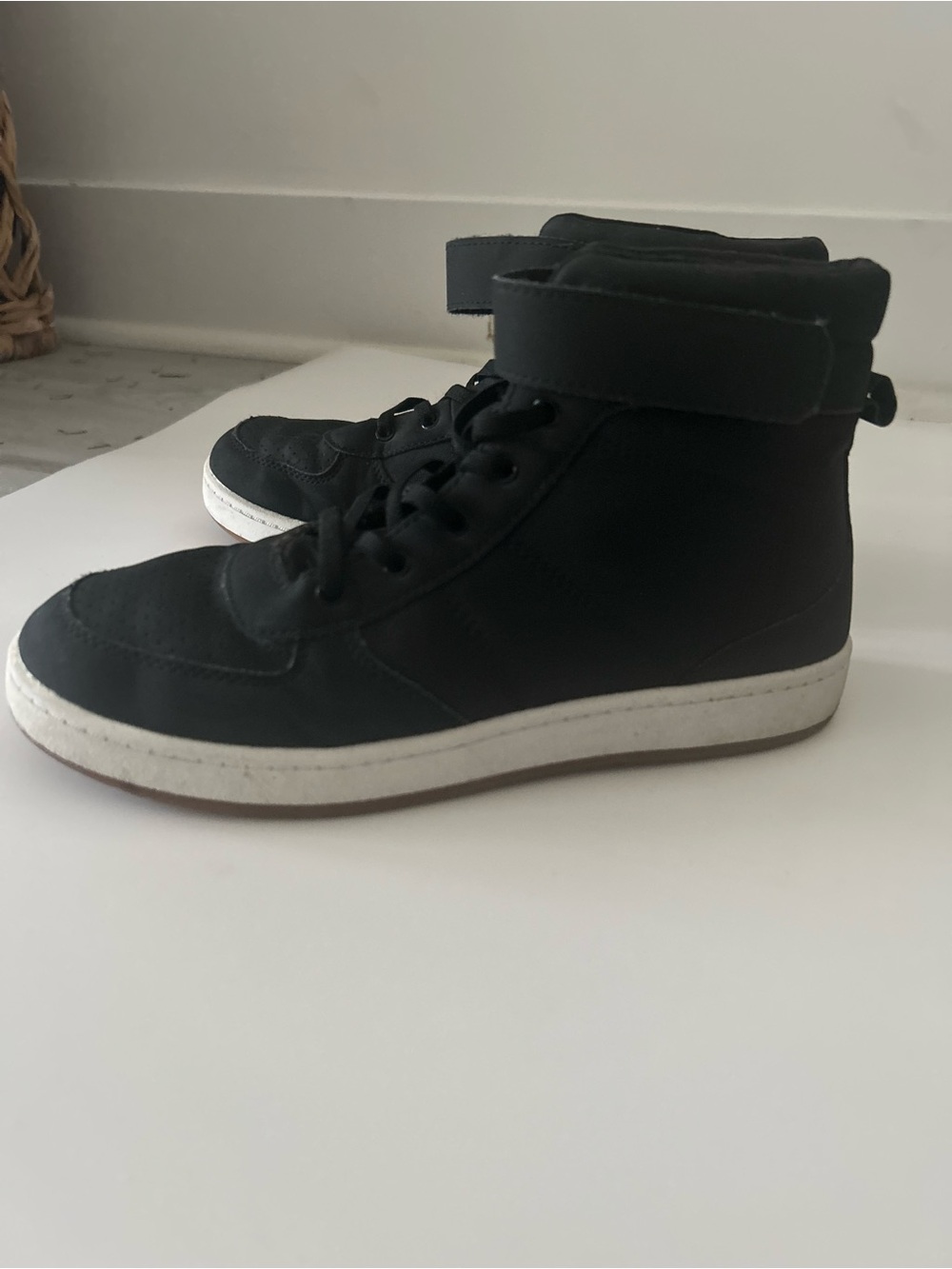 Black High Top Sneakers with White Sole for Kids